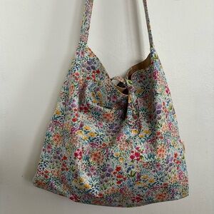 Large Crossbody Floral Bag W/ Tie Strings